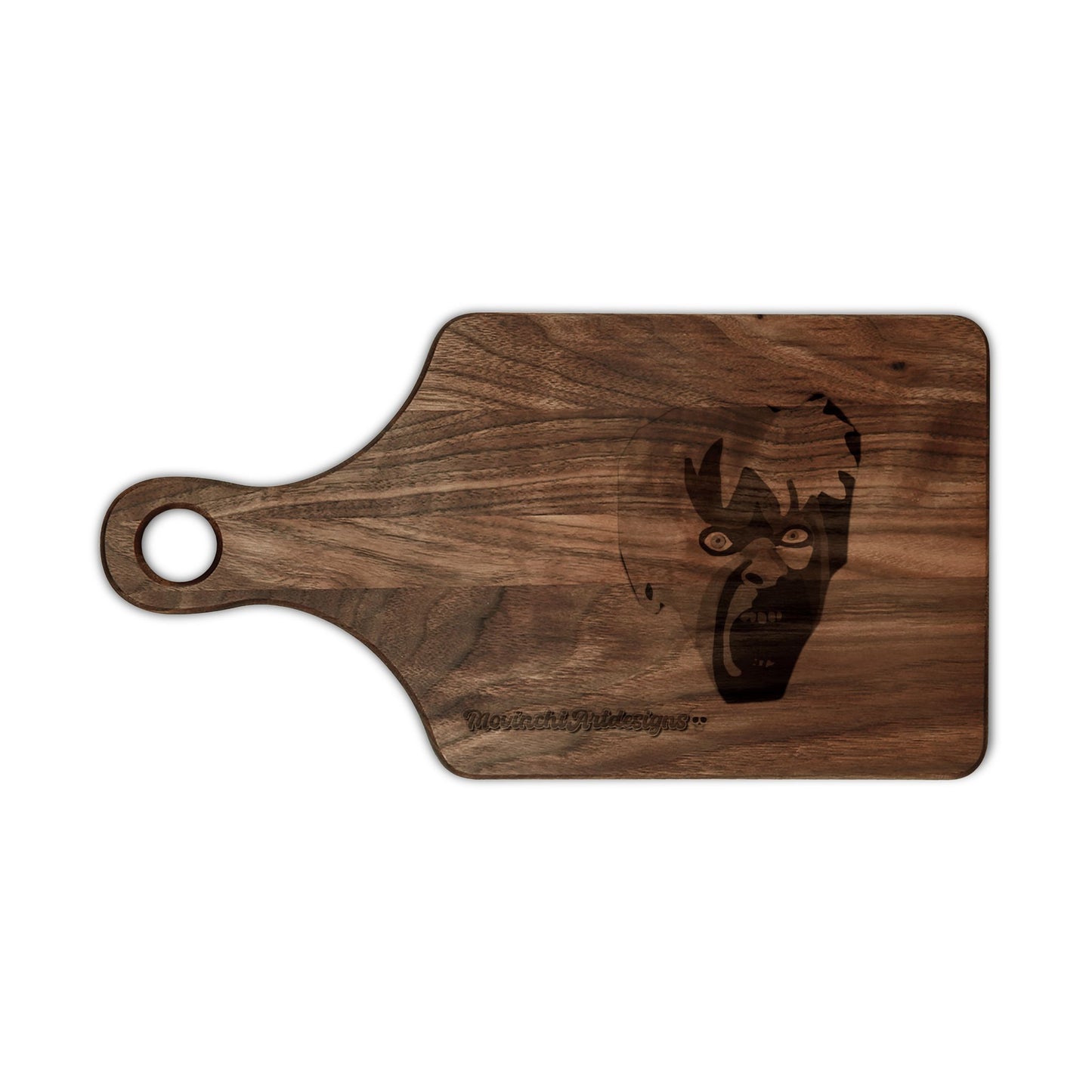 Engraved KAREN.   Face Wooden Cutting Board — Horror Kitchen Decor & Halloween Gift