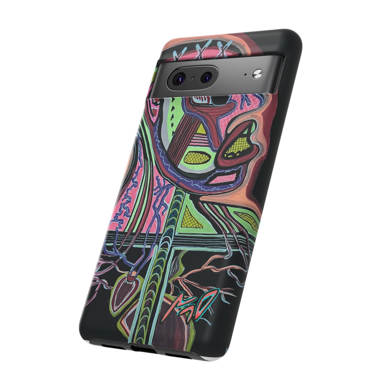 HEART ATTACK Abstract Neon Face Tough Phone Case – Vibrant Art Phone Cover