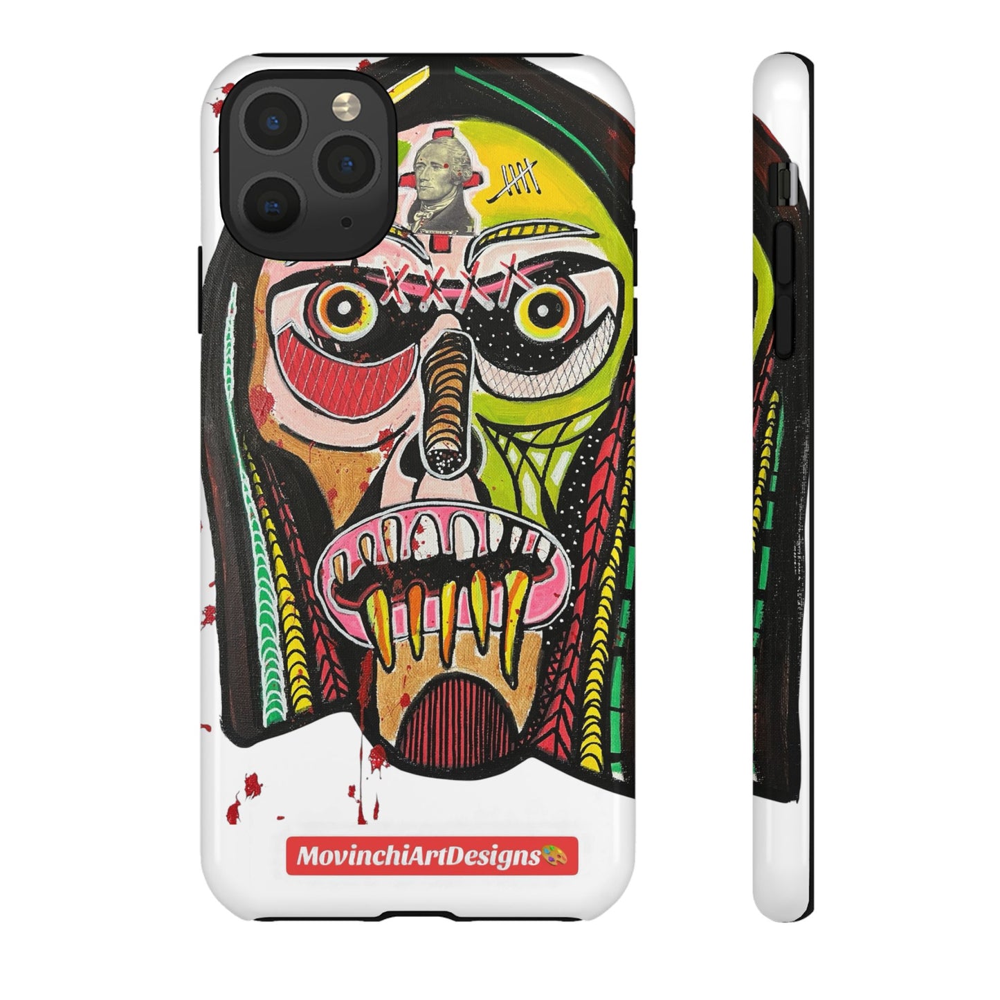 KUNTA.  Abstract Tribal Skull Phone Case — Colorful Street Art Protective Cover