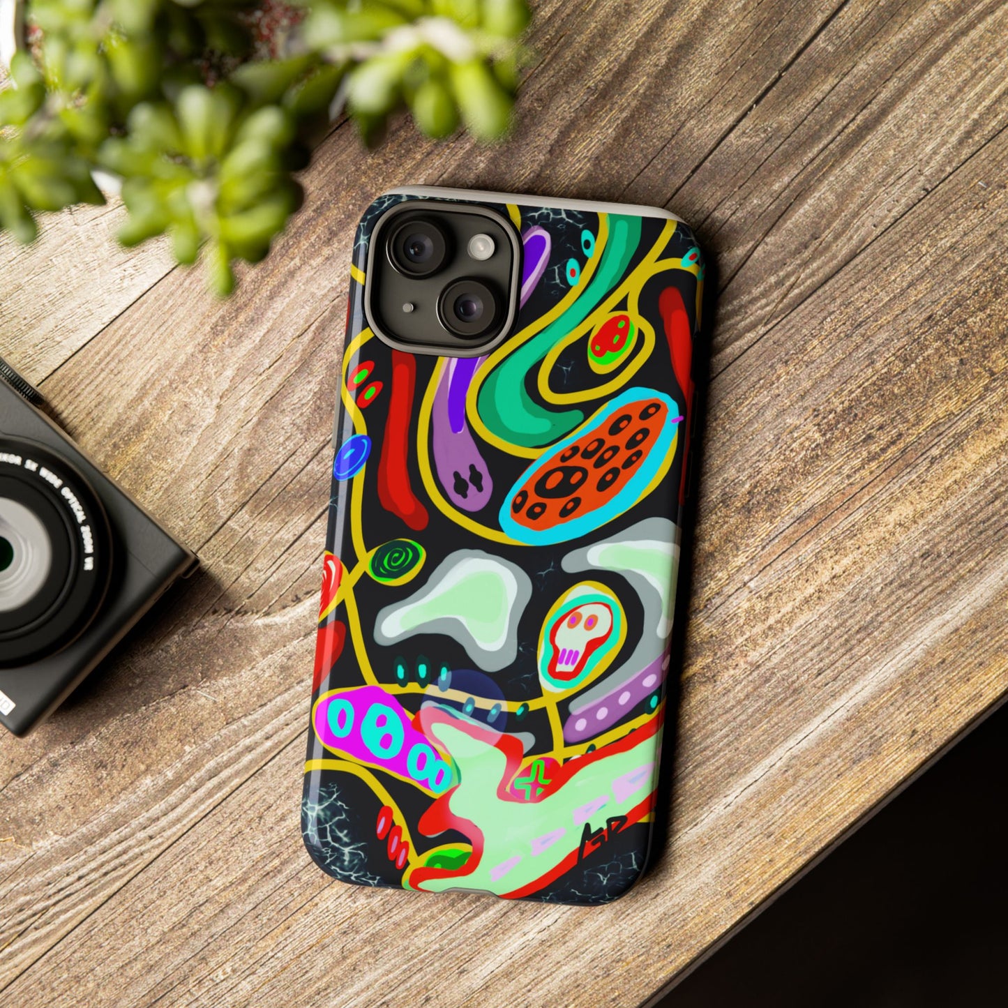CRAZY4  Abstract Neon Skull Phone Case — Colorful Psychedelic Protective Cover