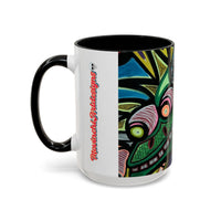 Abstract Day of the Dead Skull Accent Coffee Mug — Colorful Neon Skull Art (11/15oz)