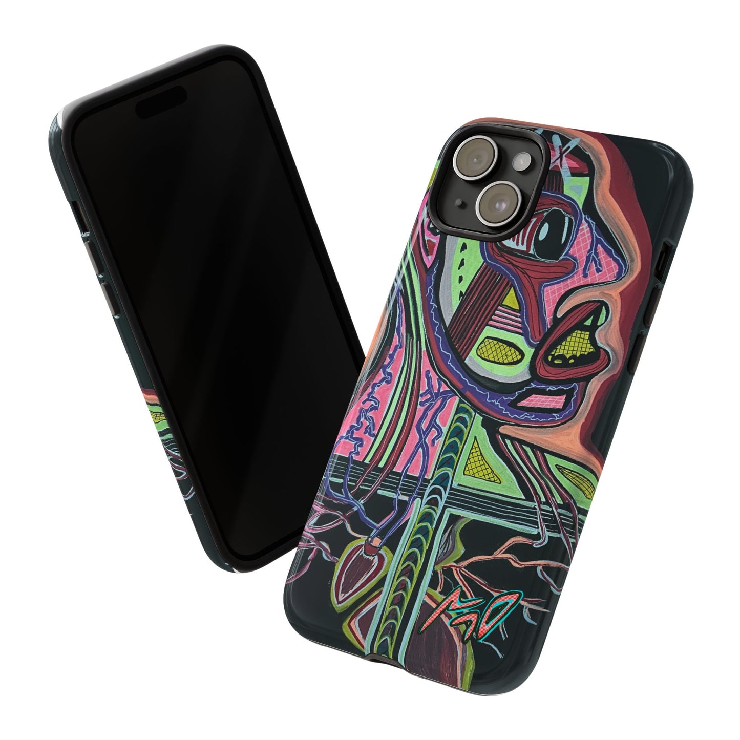 HEART ATTACK Abstract Neon Face Tough Phone Case – Vibrant Art Phone Cover