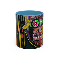 VINCENT  Skull Pop Art Accent Coffee Mug — Colorful Neon Tribal Skull Design (11/15oz)