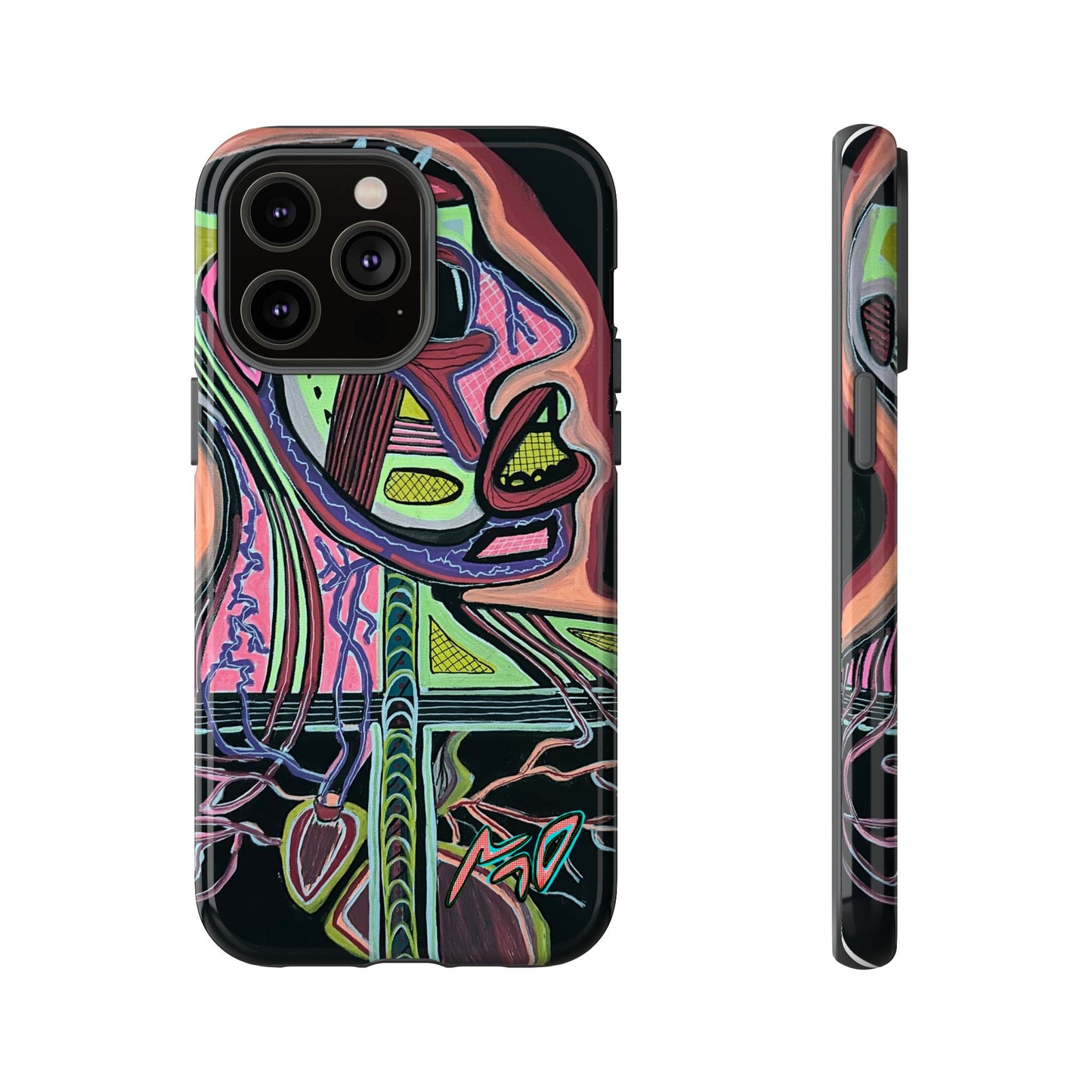 HEART ATTACK Abstract Neon Face Tough Phone Case – Vibrant Art Phone Cover