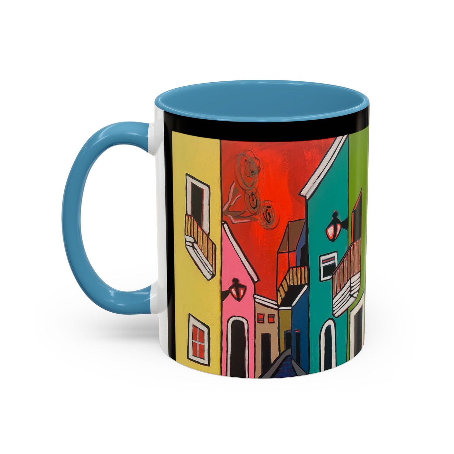 VIEJO SAN JUAN,  Colorful Cityscape Coffee Mug — Vibrant European Street Accent Mug