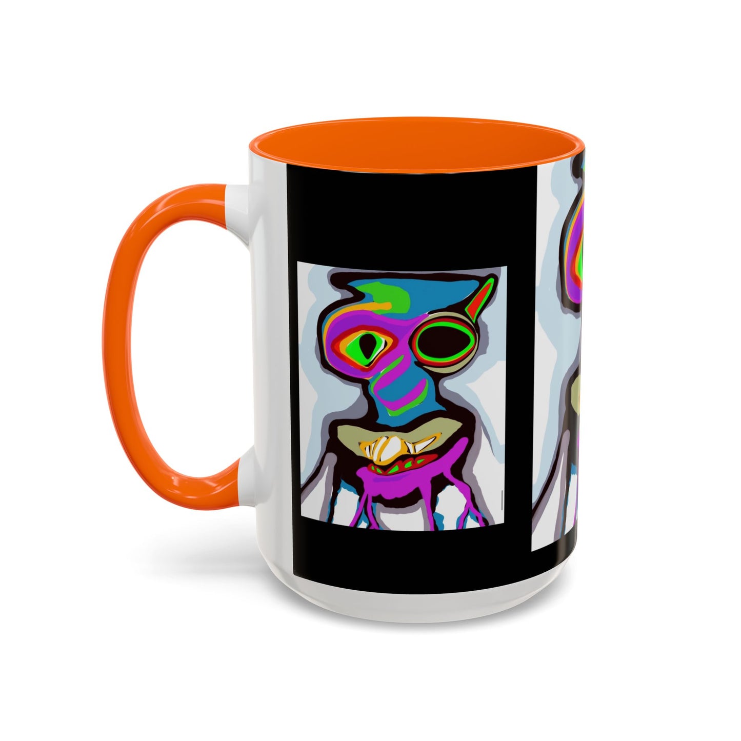 Abstract Alien Art Coffee Mug — Colorful Surreal Creature Accent Mug