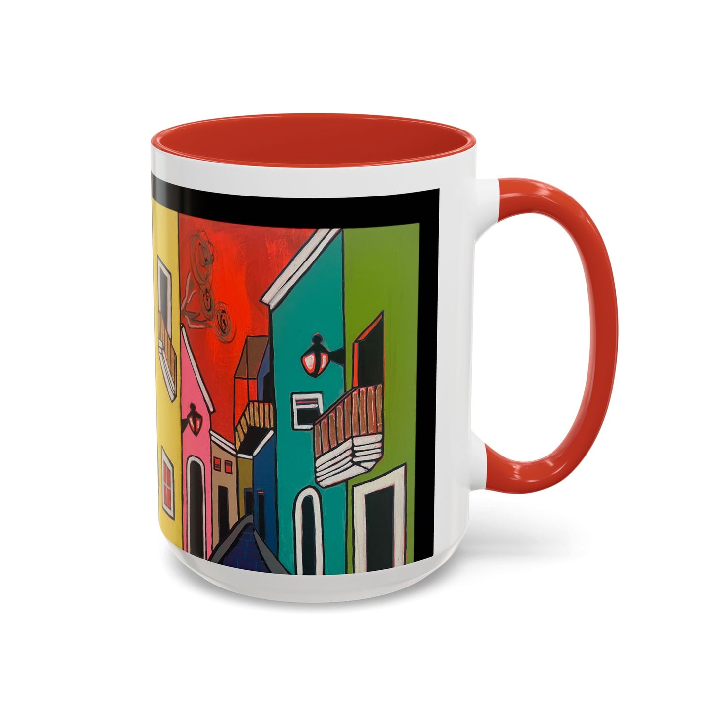 VIEJO SAN JUAN,  Colorful Cityscape Coffee Mug — Vibrant European Street Accent Mug