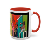 VIEJO SAN JUAN,  Colorful Cityscape Coffee Mug — Vibrant European Street Accent Mug