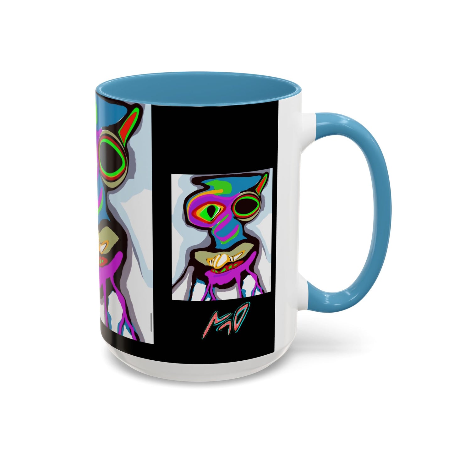 Abstract Alien Art Coffee Mug — Colorful Surreal Creature Accent Mug