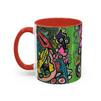 AbstractCONCERT.   Pop Art Coffee Mug — Colorful Faces Accent Mug (11/15 oz)