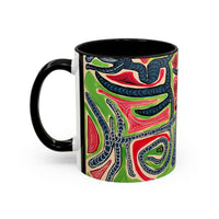 AFTER LIFE.  Abstract Tribal Art Coffee Mug — Colorful Surreal Accent Mug