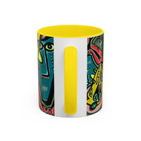 AbstractCONCERT.   Pop Art Coffee Mug — Colorful Faces Accent Mug (11/15 oz)