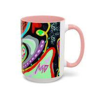 CRAZY2.0  Accent Mug — Colorful Neon Skull Abstract Coffee Cup