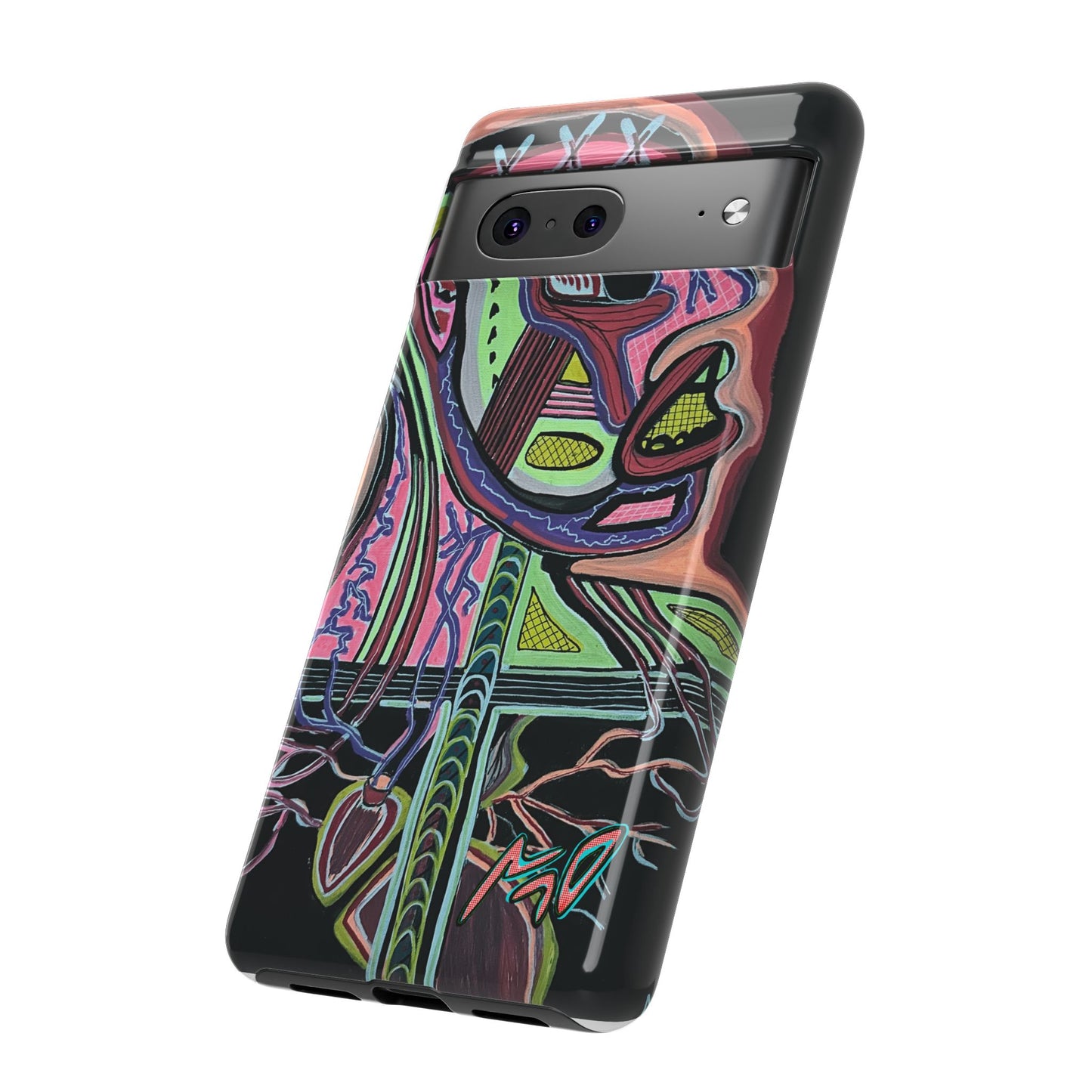 HEART ATTACK Abstract Neon Face Tough Phone Case – Vibrant Art Phone Cover