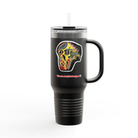 MOVINCHIARTDESIGNS.  40oz Insulated Travel Mug — Colorful Abstract Skull Design, Spill‑Resistant Tumbler