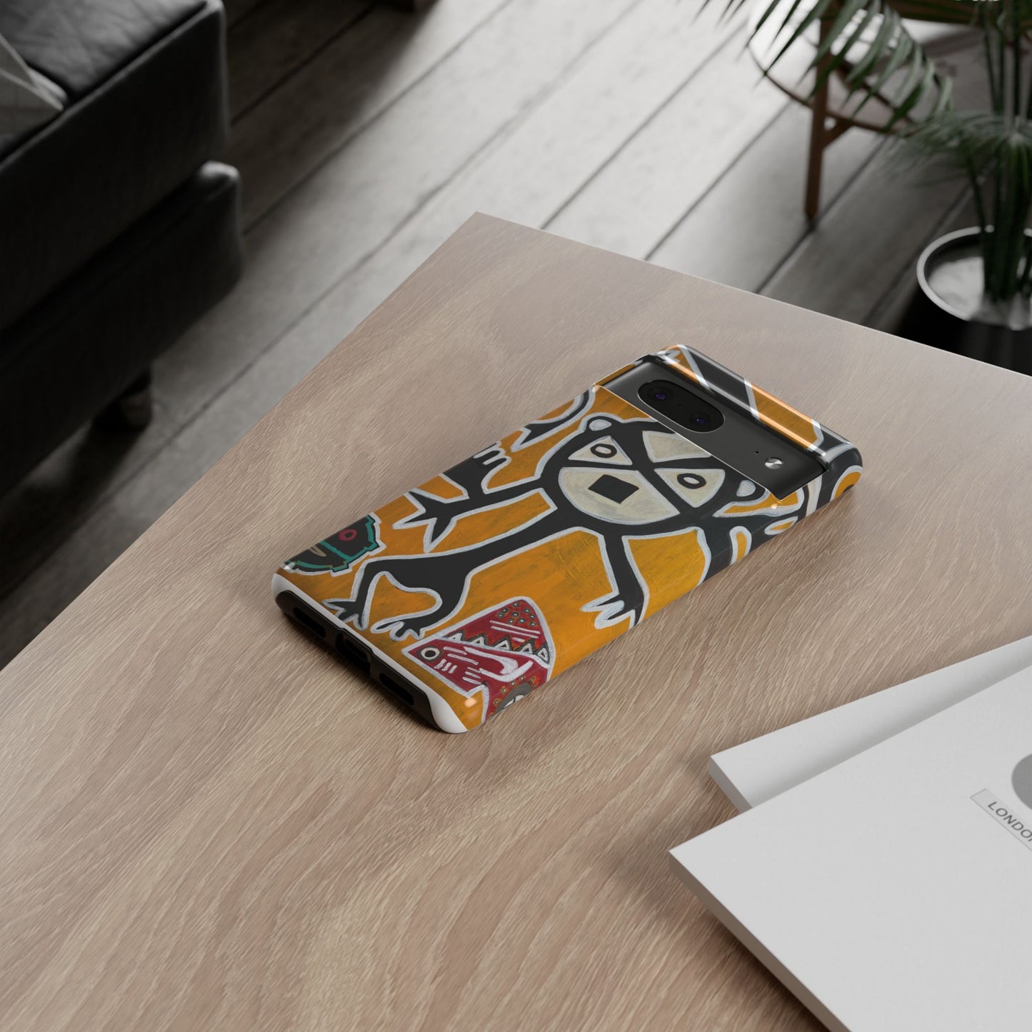 Abstract TAINO  Tribal Art Phone Case – Bold Orange Graphic Protective Cover