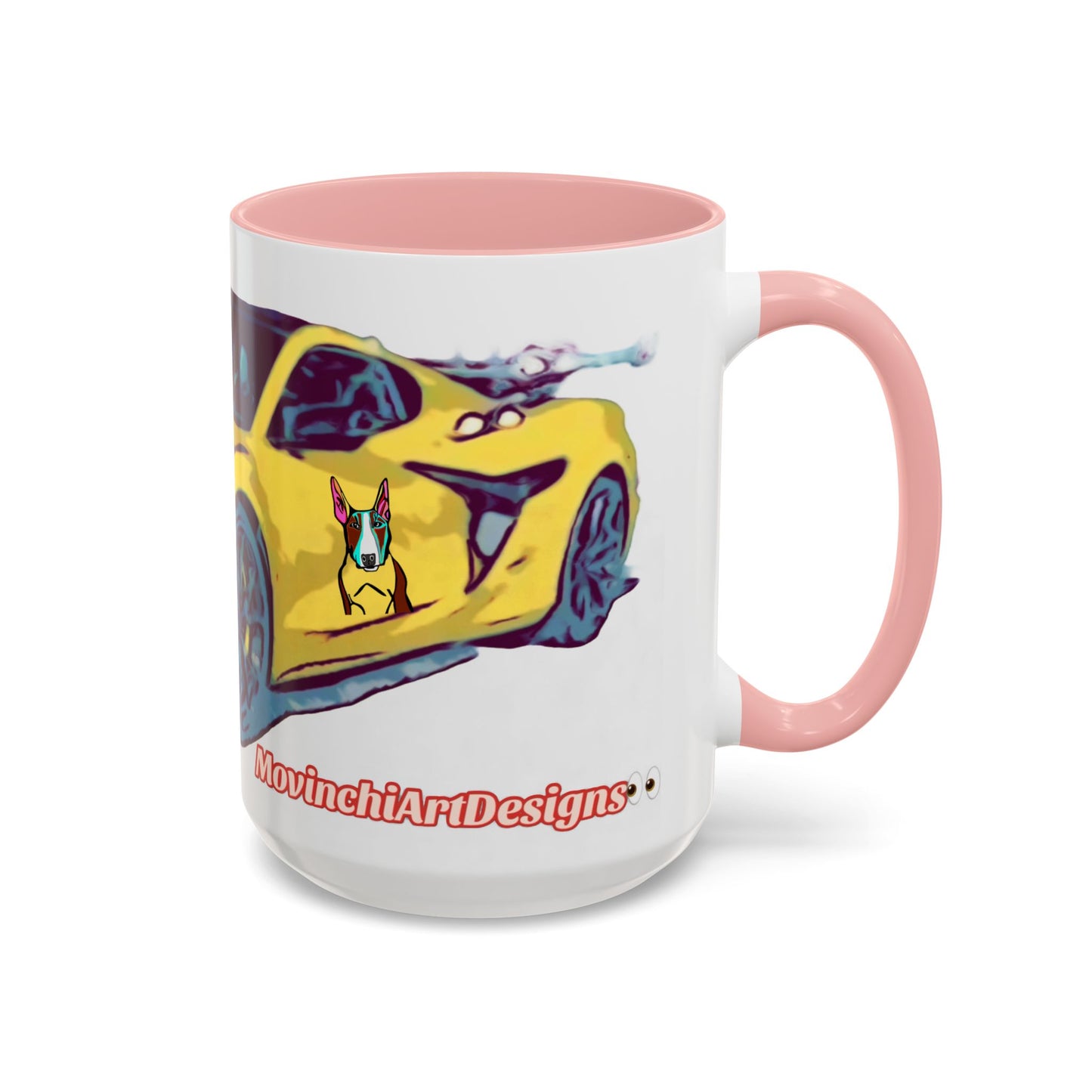 ZR1 Lover Coffee Mug — Yellow Sports Car & Boston Terrier Accent Mug (11/15 oz)