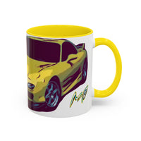 RX7  Coffee Mug — Yellow Sports Car Illustration Accent Mug