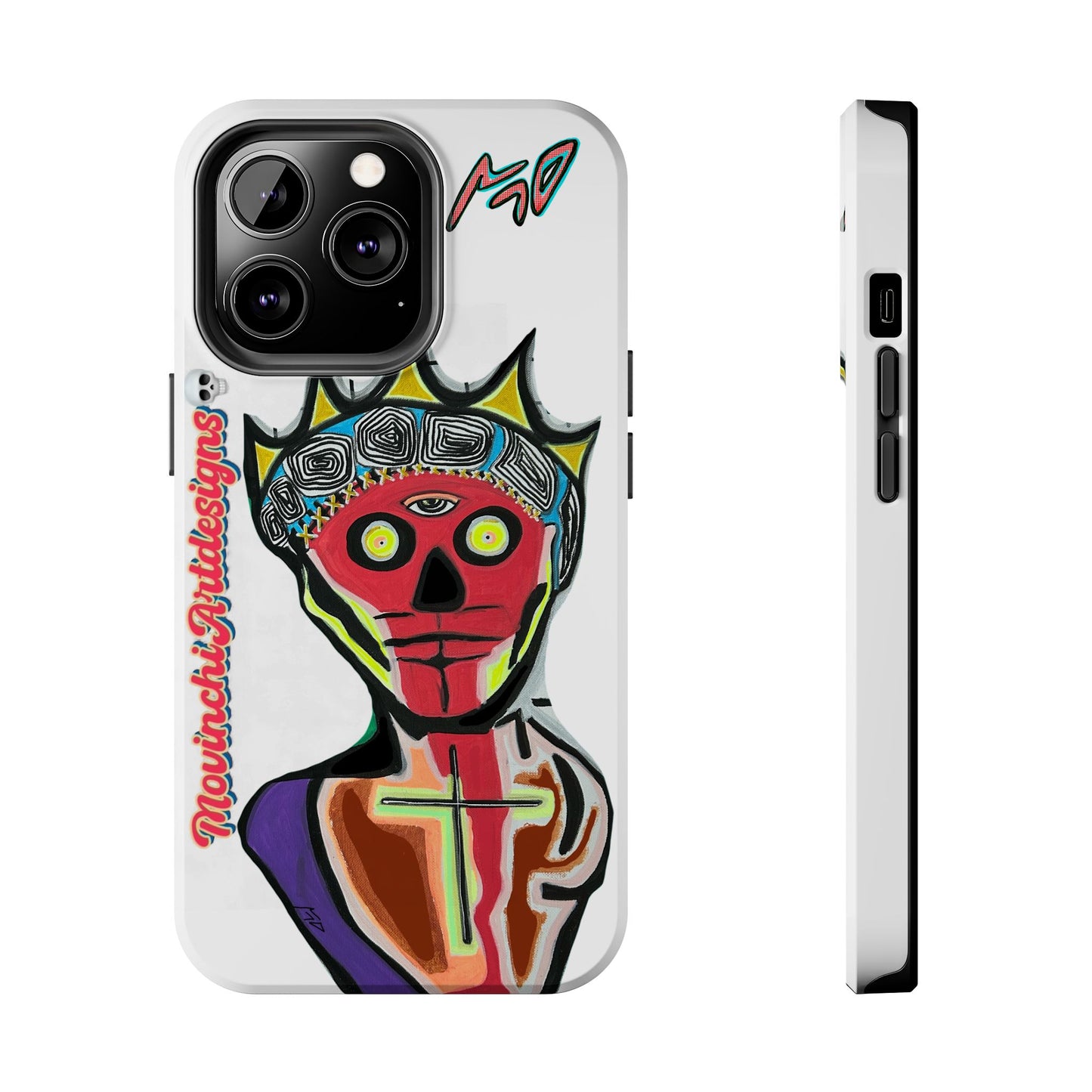 Artistic Crown KING GRAY  Skull Tough Phone Case — Colorful Abstract Guardian Design