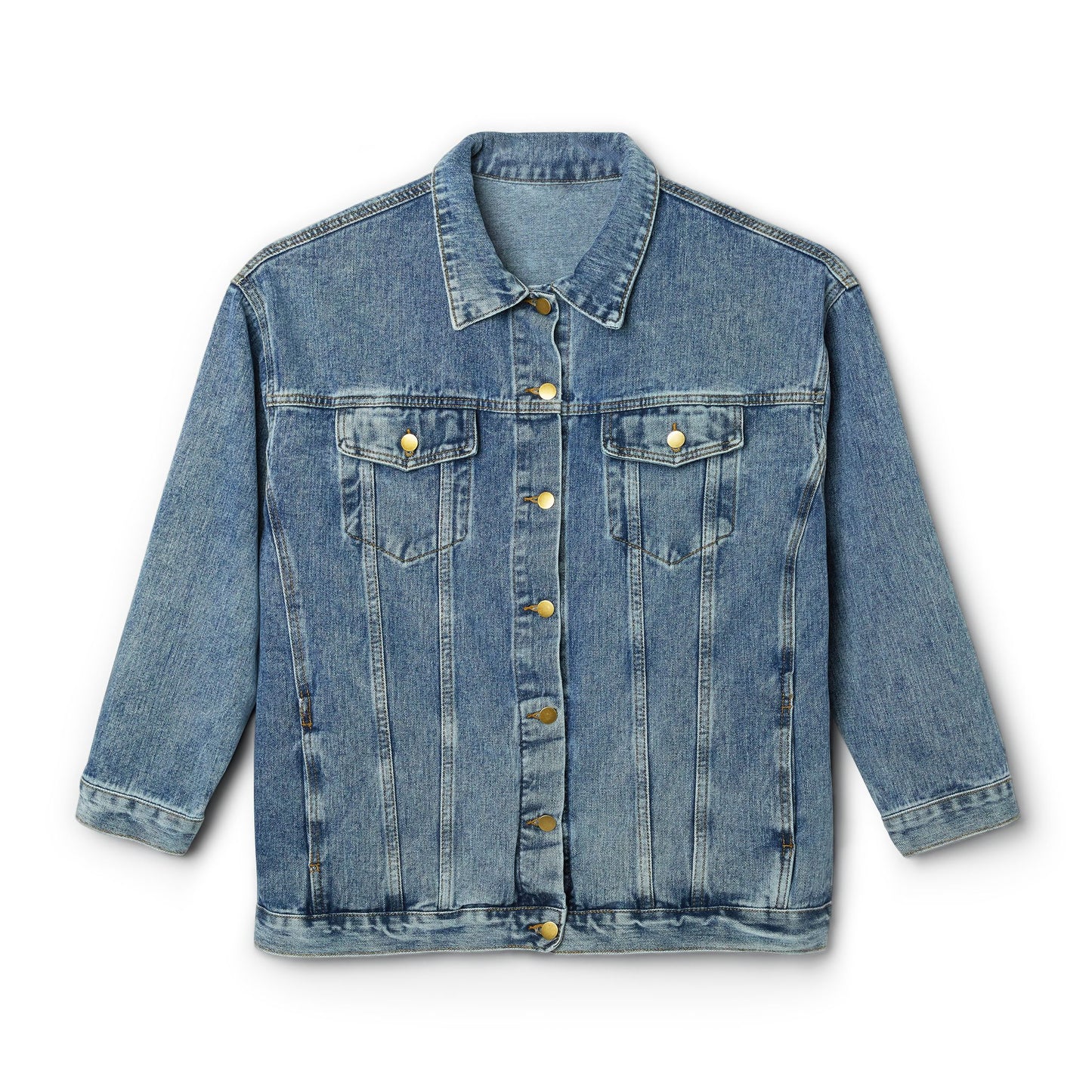 Women's Denim Jacket with Colorful Butterfly Back Print — Trendy Casual Outerwear