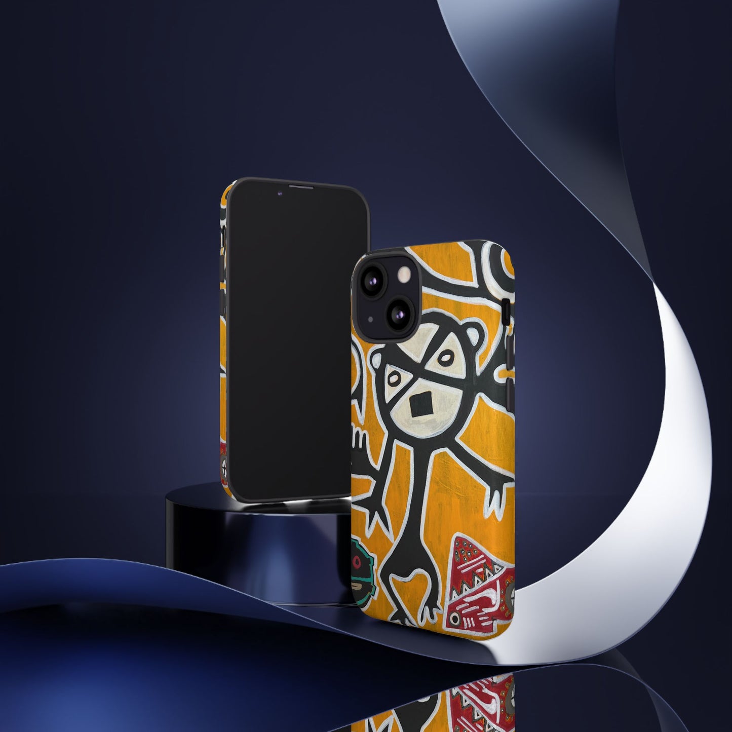 Abstract TAINO  Tribal Art Phone Case – Bold Orange Graphic Protective Cover