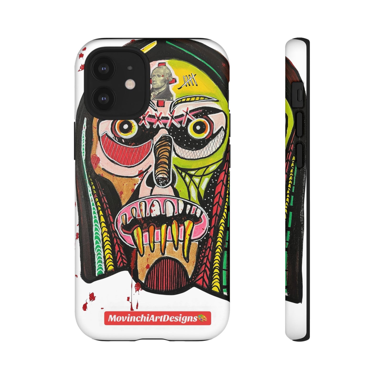 KUNTA.  Abstract Tribal Skull Phone Case — Colorful Street Art Protective Cover
