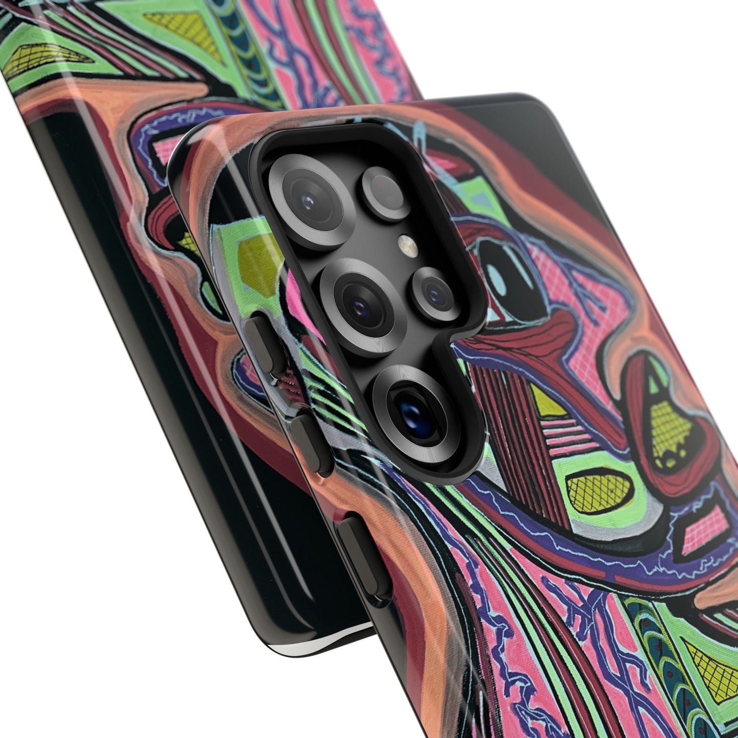 HEART ATTACK Abstract Neon Face Tough Phone Case – Vibrant Art Phone Cover