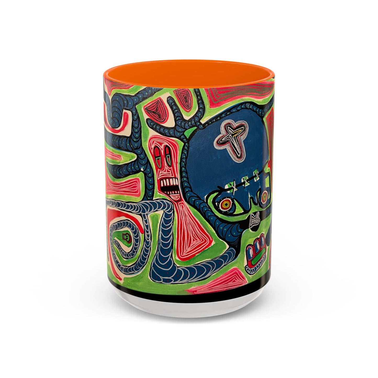 AFTER LIFE.  Abstract Tribal Art Coffee Mug — Colorful Surreal Accent Mug