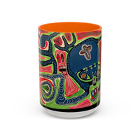 AFTER LIFE.  Abstract Tribal Art Coffee Mug — Colorful Surreal Accent Mug