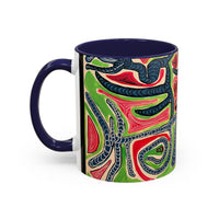 AFTER LIFE.  Abstract Tribal Art Coffee Mug — Colorful Surreal Accent Mug