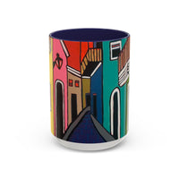 SAN SEBASTIAN2.0 Colorful Canal Houses Accent Coffee Mug — Bright European Street Art Ceramic Mug (11/15oz)