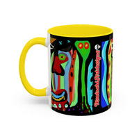 CRAZY.   Neon Face Accent Coffee Mug – Colorful Psychedelic Art Ceramic Mug