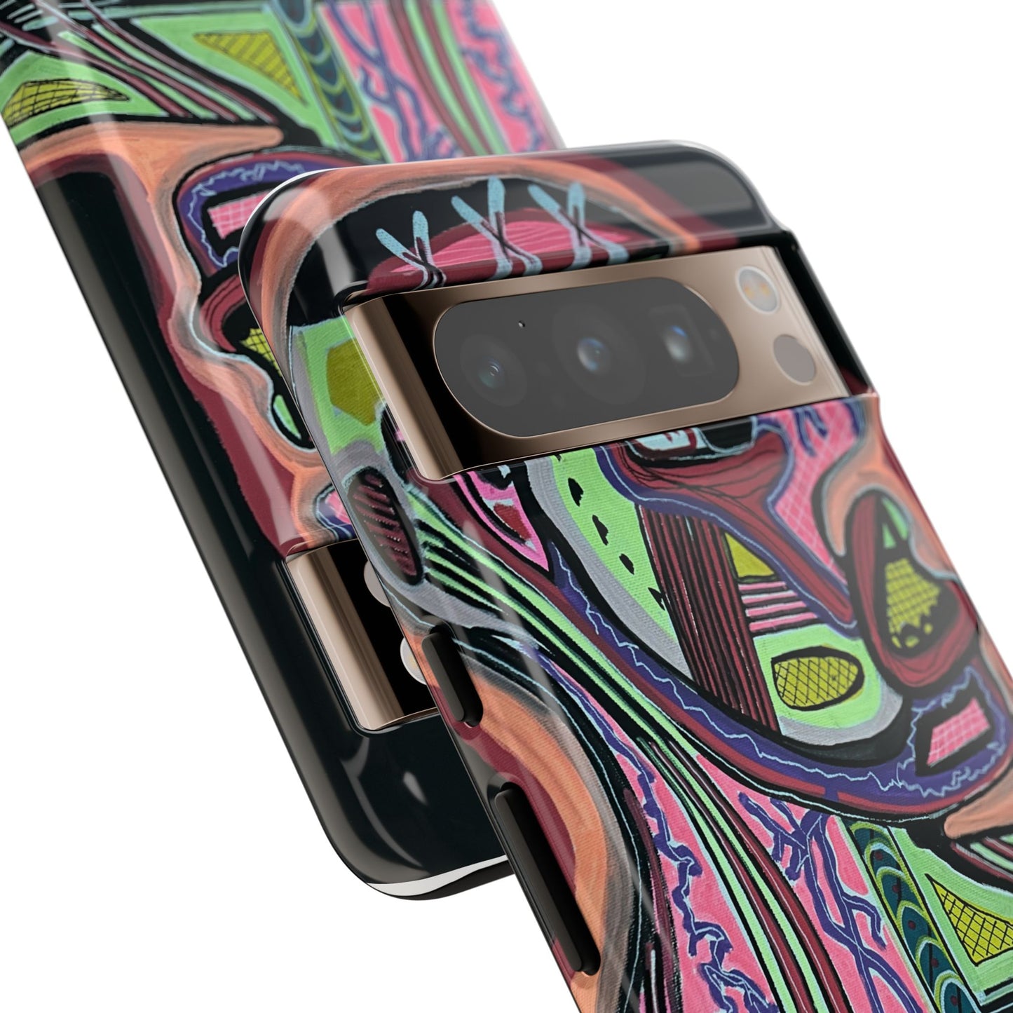 HEART ATTACK Abstract Neon Face Tough Phone Case – Vibrant Art Phone Cover
