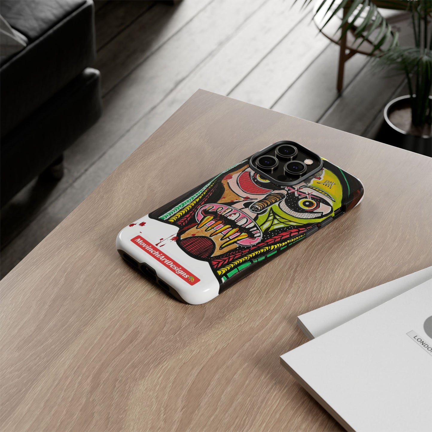 KUNTA.  Abstract Tribal Skull Phone Case — Colorful Street Art Protective Cover
