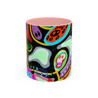 CRAZY2.0  Accent Mug — Colorful Neon Skull Abstract Coffee Cup