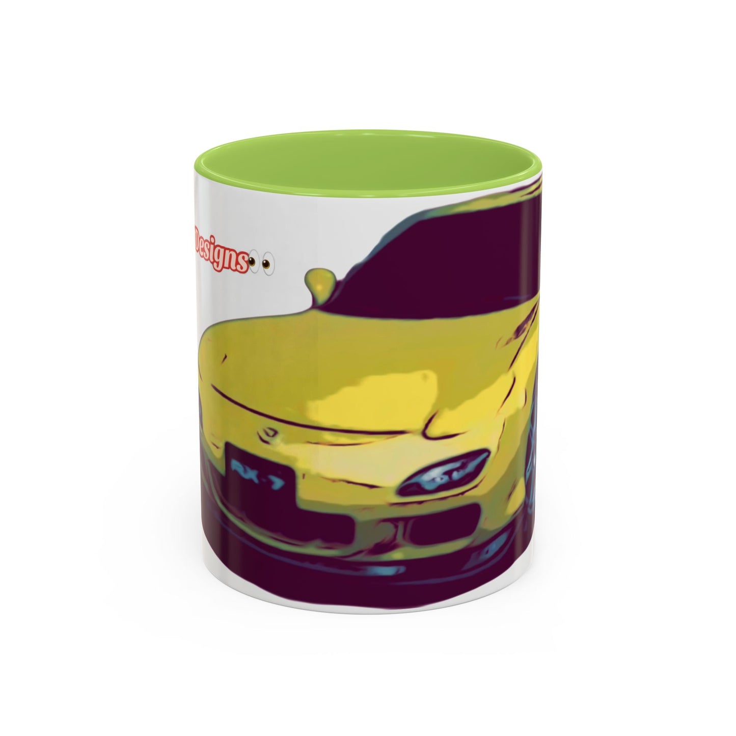 RX7  Coffee Mug — Yellow Sports Car Illustration Accent Mug
