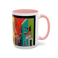 VIEJO SAN JUAN,  Colorful Cityscape Coffee Mug — Vibrant European Street Accent Mug