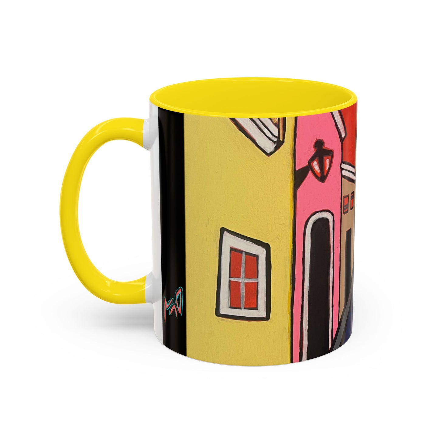 SAN SEBASTIAN2.0 Colorful Canal Houses Accent Coffee Mug — Bright European Street Art Ceramic Mug (11/15oz)