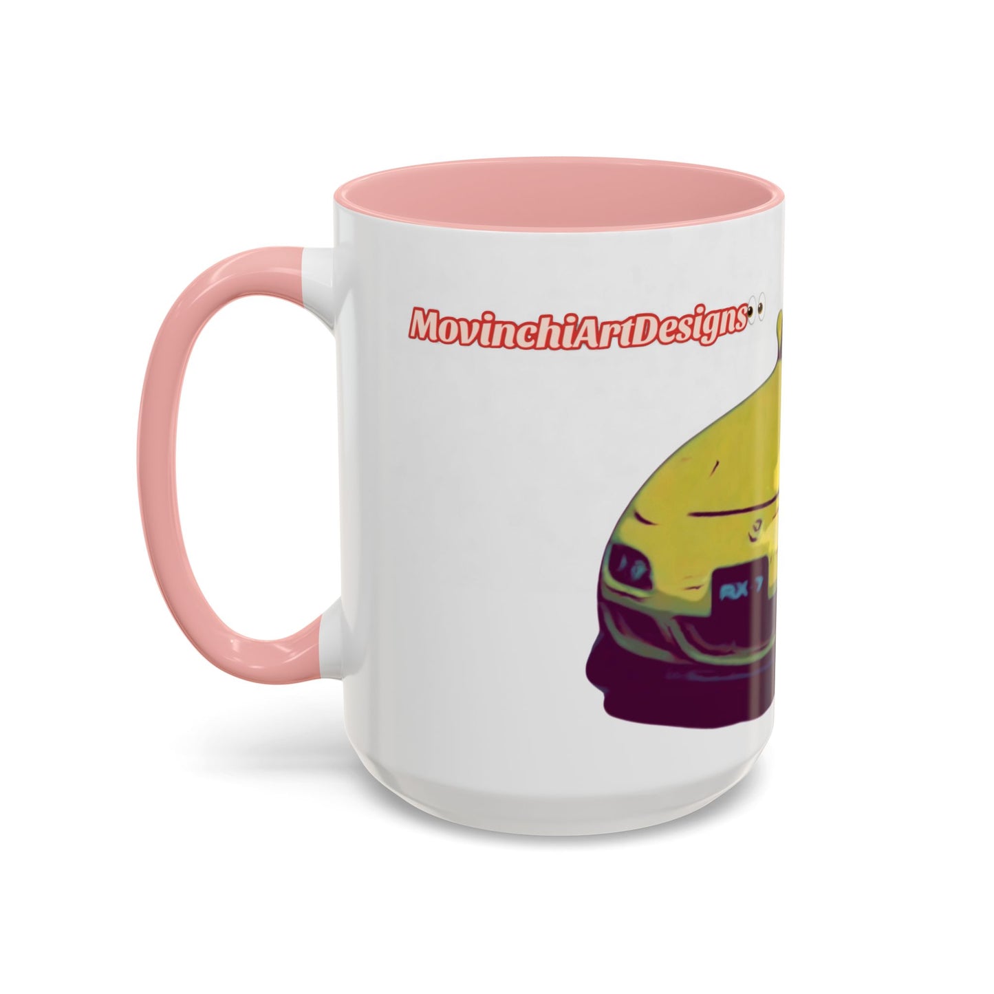 RX7  Coffee Mug — Yellow Sports Car Illustration Accent Mug