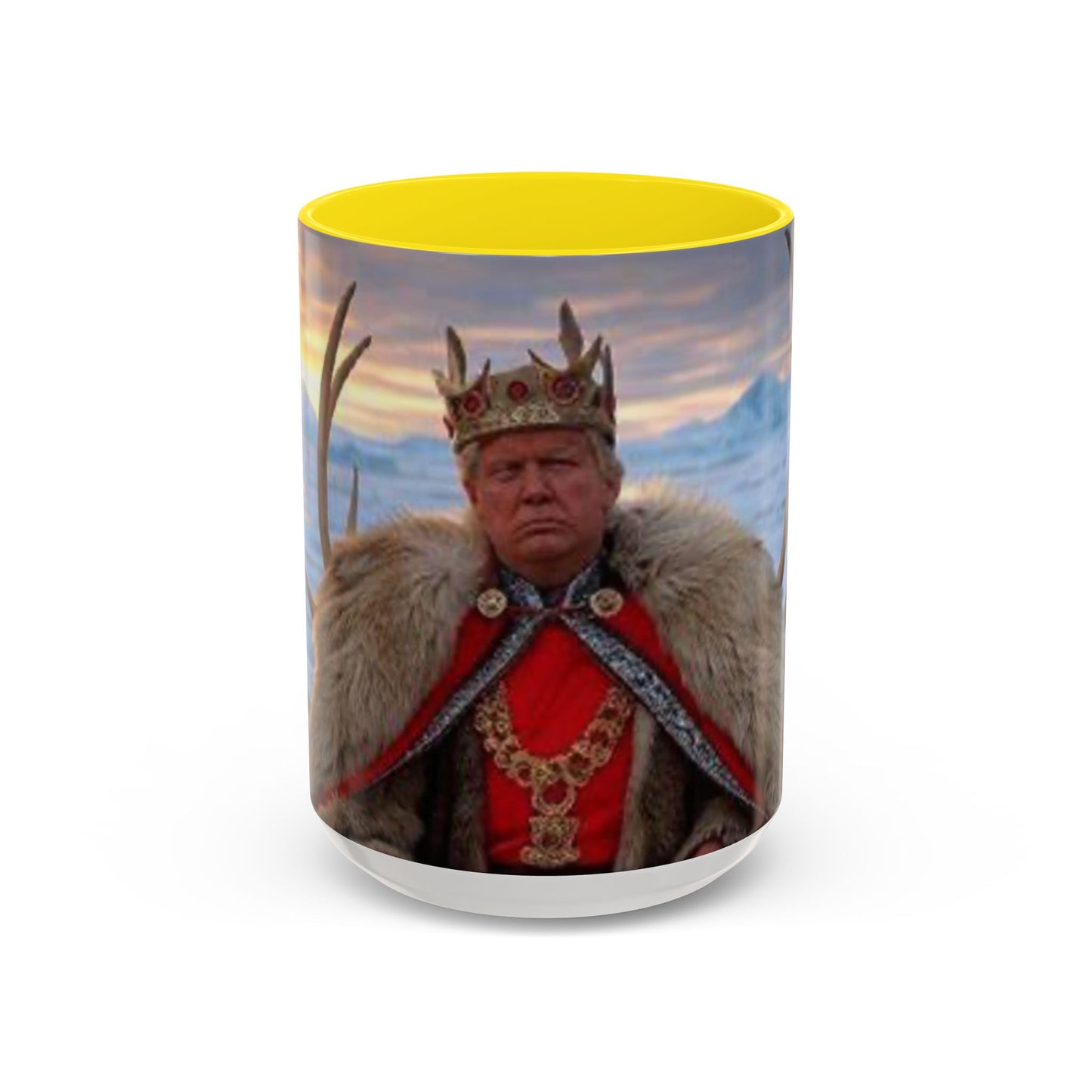 KING OF THE WORLD Royal Portrait Accent Coffee Mug – King in Fur Coat Design (11/15oz)