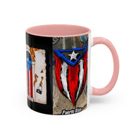 Puerto Rico Flag Coffee Mug — Rustic Street Art Accent Mug (11/15 oz)