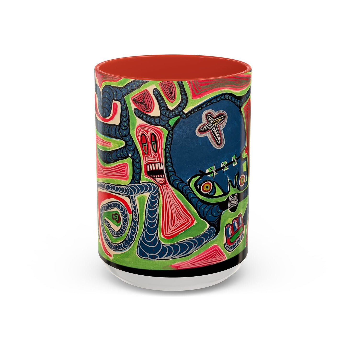 AFTER LIFE.  Abstract Tribal Art Coffee Mug — Colorful Surreal Accent Mug