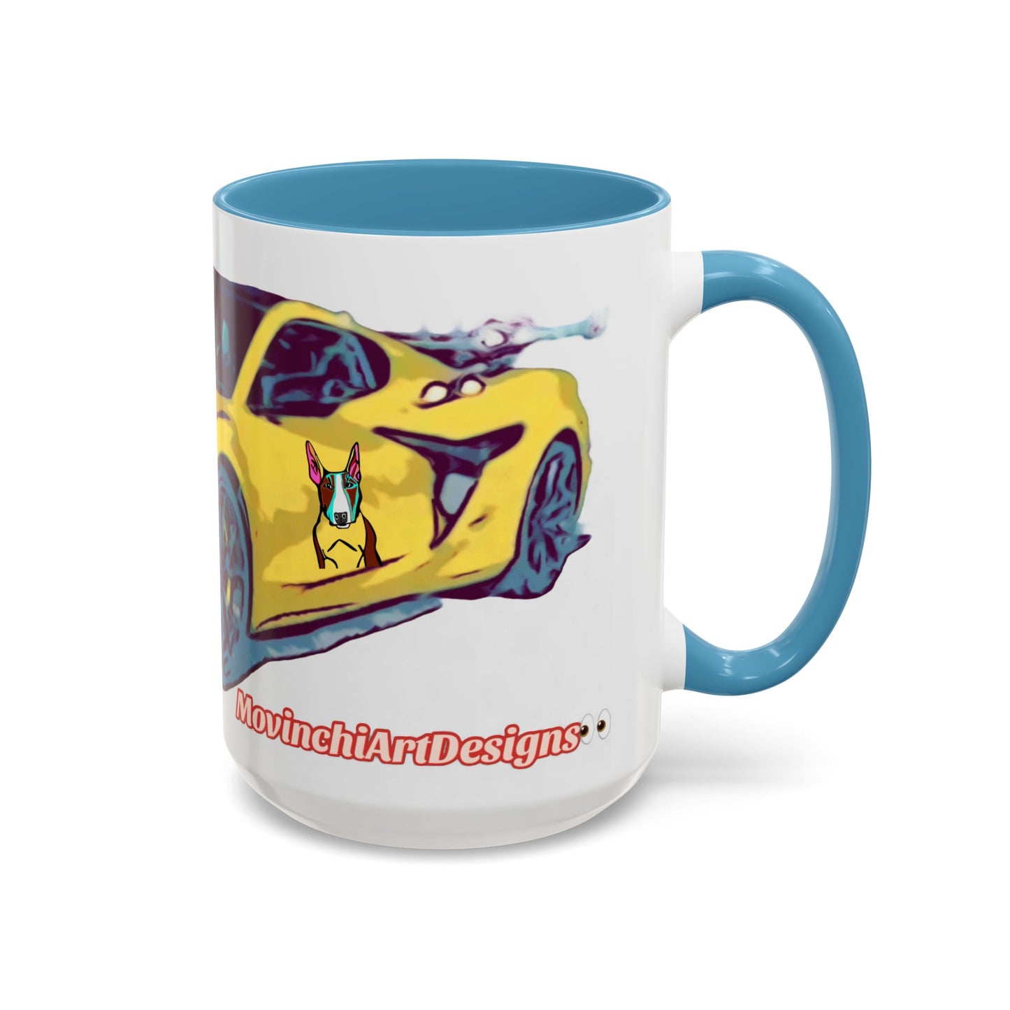ZR1 Lover Coffee Mug — Yellow Sports Car & Boston Terrier Accent Mug (11/15 oz)