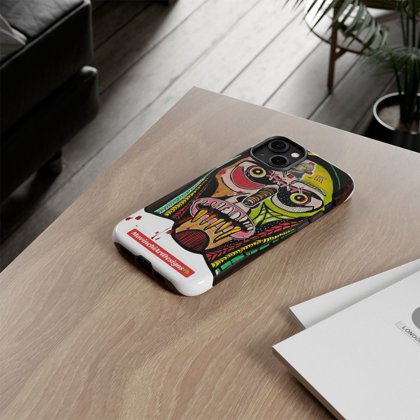 KUNTA.  Abstract Tribal Skull Phone Case — Colorful Street Art Protective Cover
