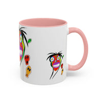 Skullface Accent Coffee Mug — Colorful Day of the Dead Pop Art (11/15oz)