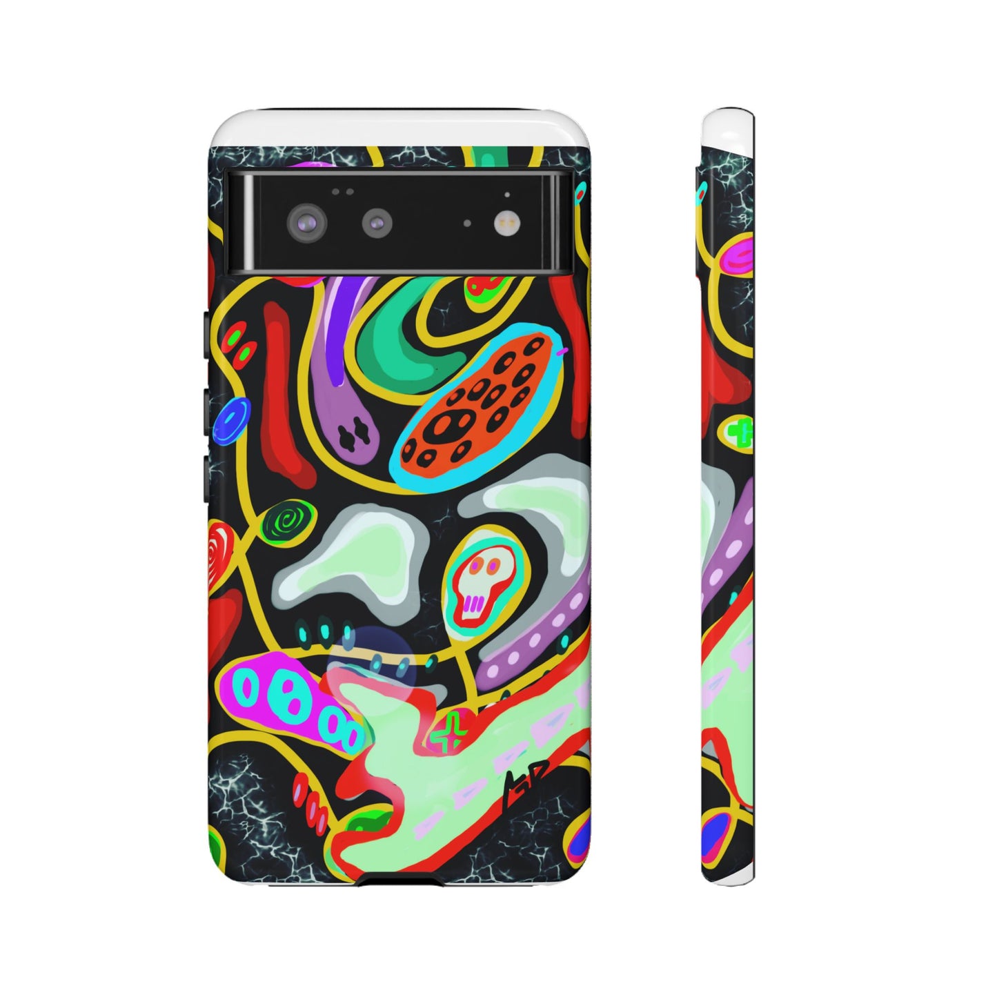 CRAZY4  Abstract Neon Skull Phone Case — Colorful Psychedelic Protective Cover