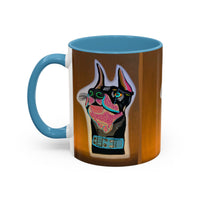 Colorful Doberman Accent Coffee Mug — Vibrant Dog Portrait Ceramic Mug (11/15oz)