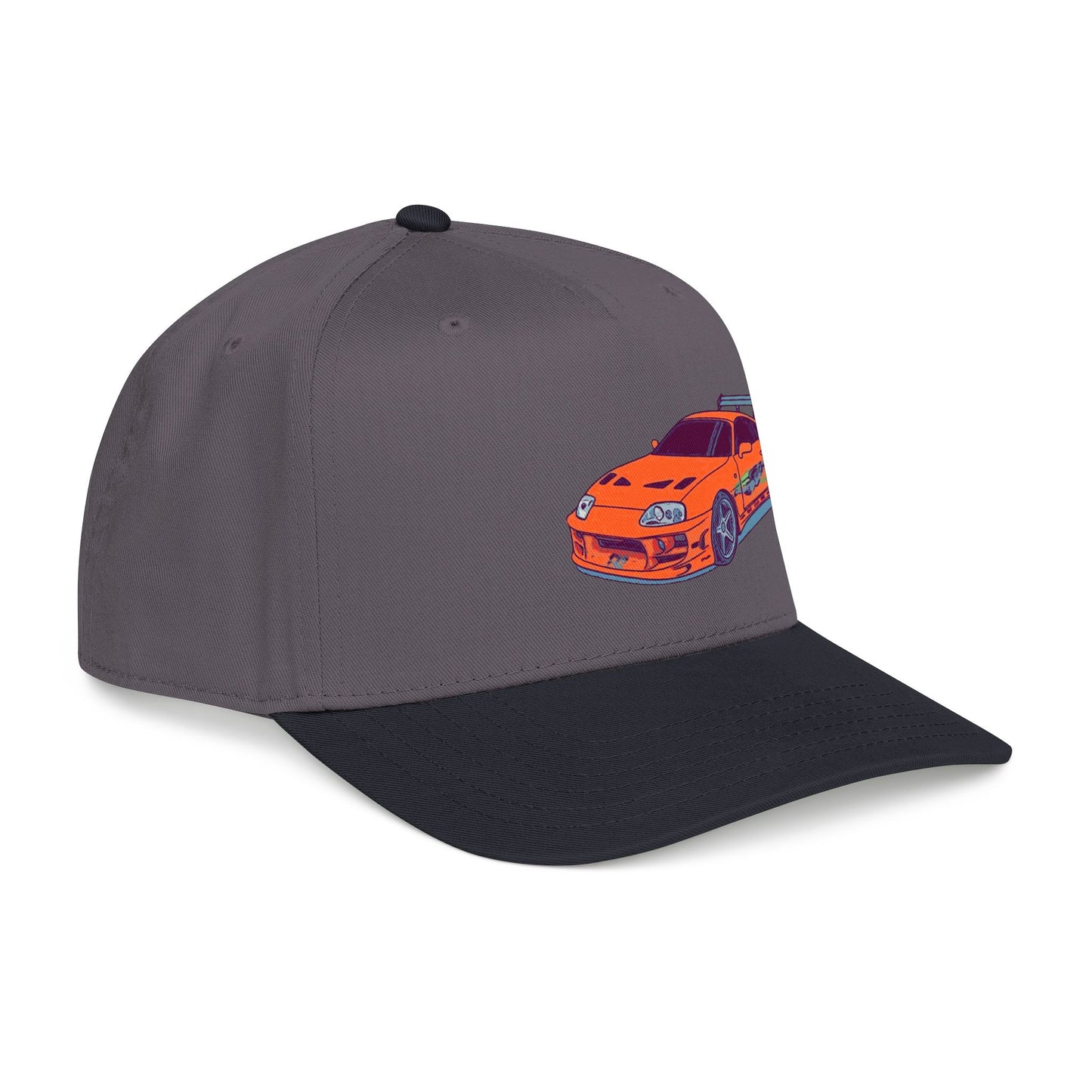2JZ.  Retro Orange Sports Car Baseball Cap — Vintage JDM Supra Snapback