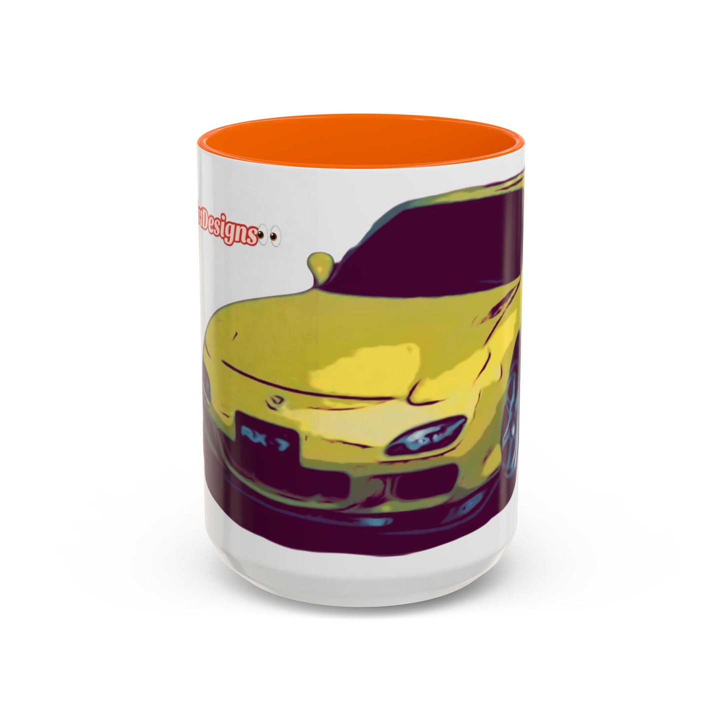 RX7  Coffee Mug — Yellow Sports Car Illustration Accent Mug