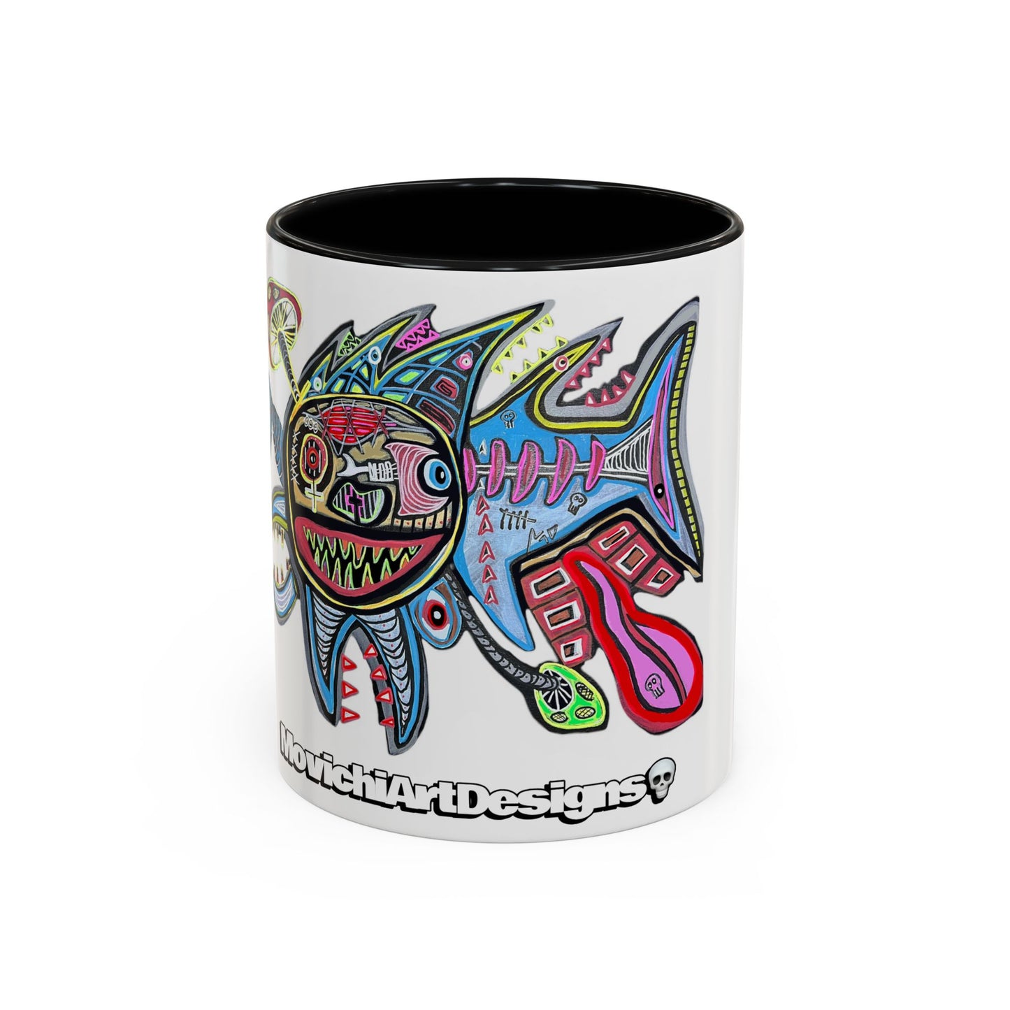 Colorful Shark Attack  Fish Accent Coffee Mug — Bold Nautical Art 11/15oz